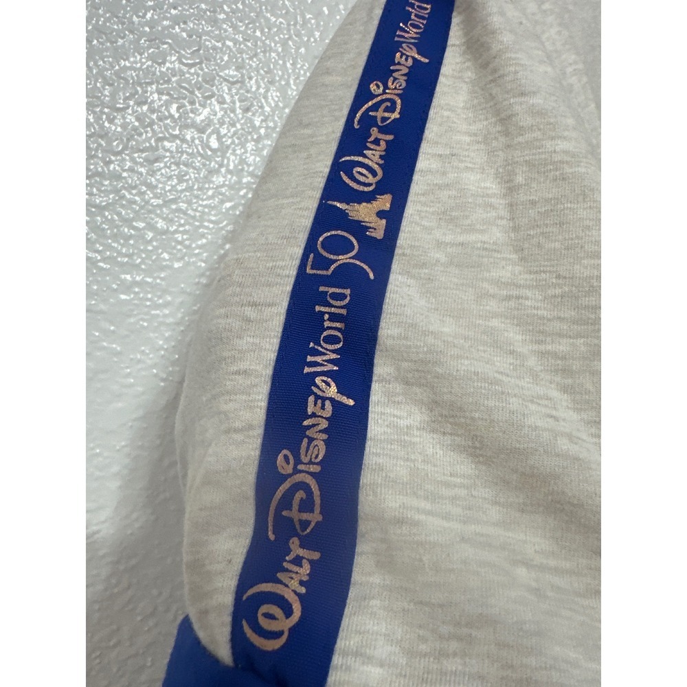Disney World 50th Anniversary Ringer T-Shirt Oatmeal Blue Tape Sleeve Size L - Picture 3 of 6